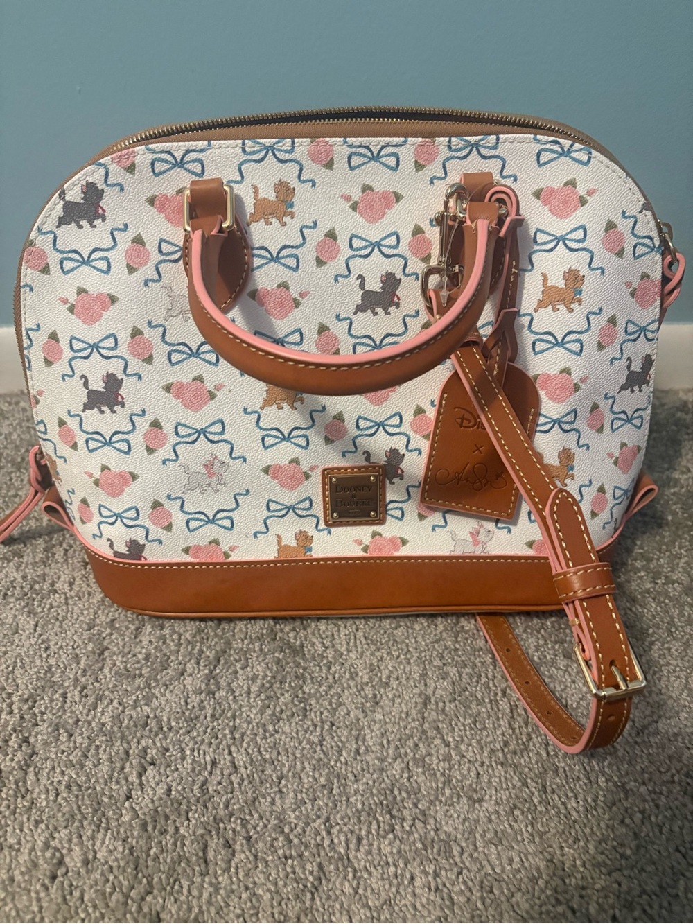 Disney Dooney & Bourke Aristocats Dome Satchel with Brown Trim